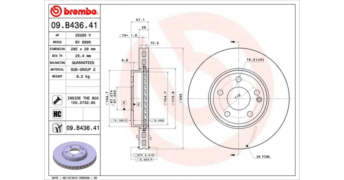 09B43641 - BREMBO - Тормозной диск