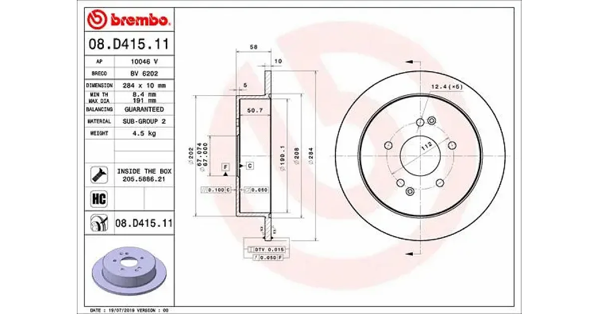 08D41511 - BREMBO - Тормозной диск