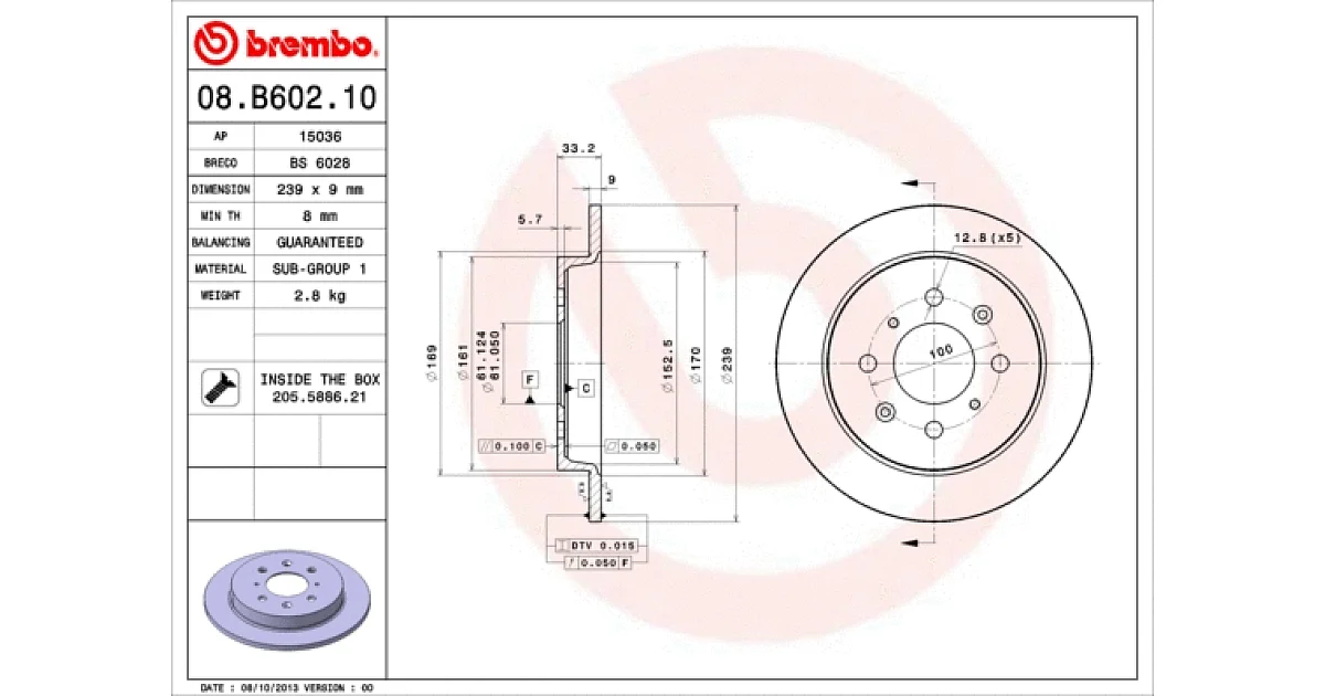 08B60210 - BREMBO - Тормозной диск