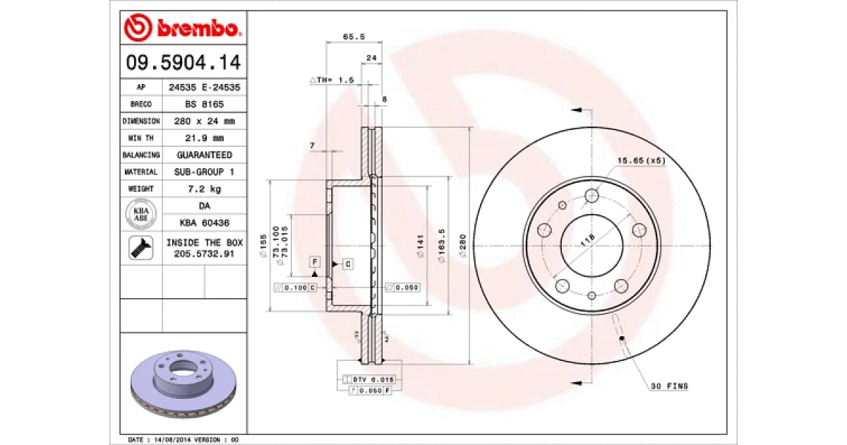 09590414 - BREMBO - Тормозной диск
