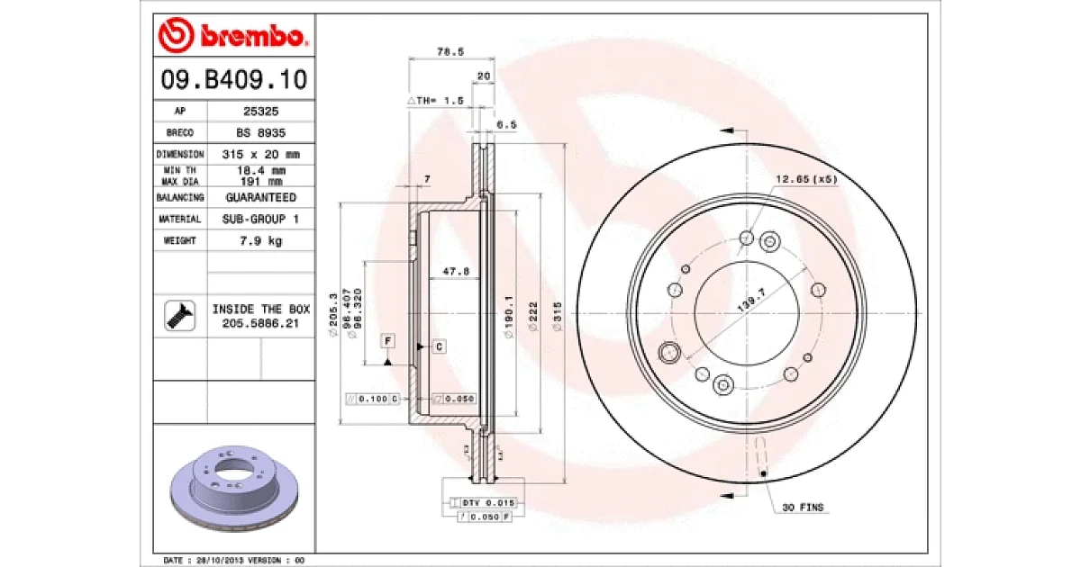 09B40910 - BREMBO - Тормозной диск
