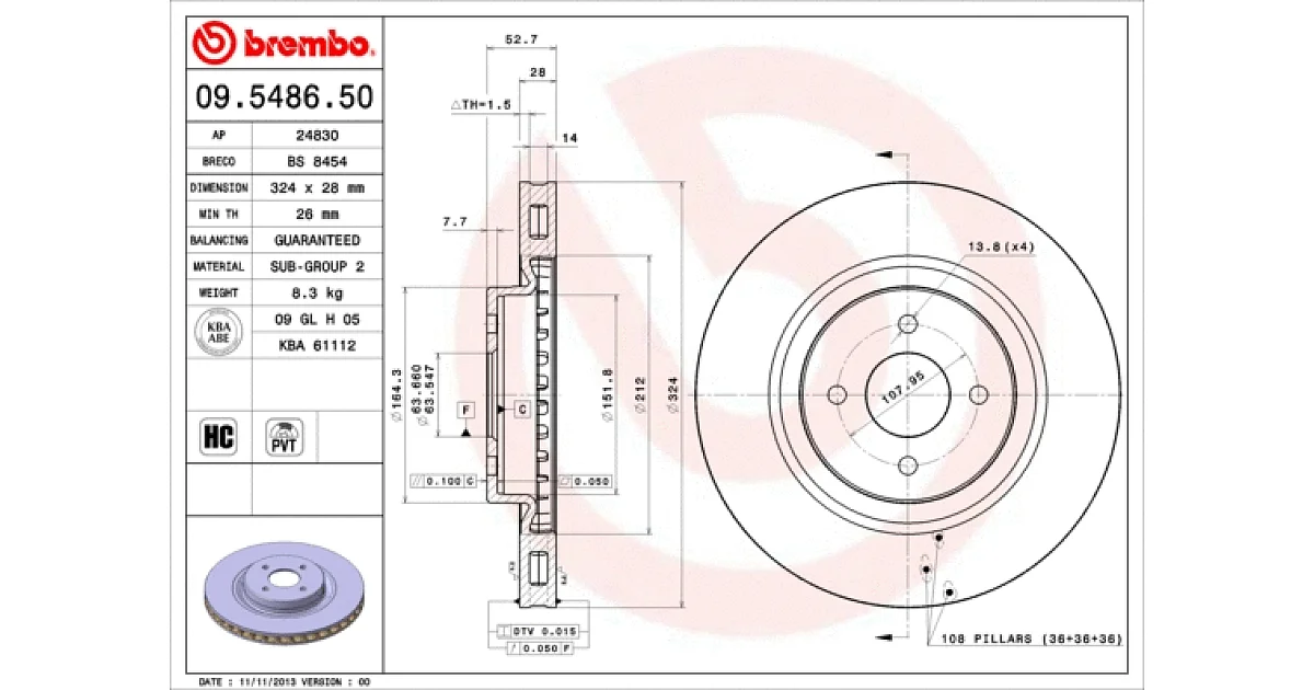 09548650 - BREMBO - Тормозной диск