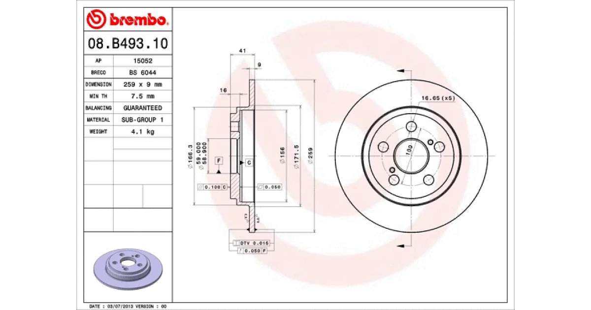 08B49310 - BREMBO - Тормозной диск