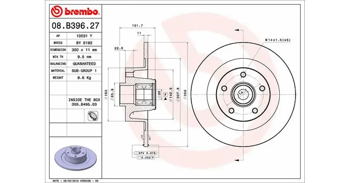 08B39627 - BREMBO - Тормозной диск