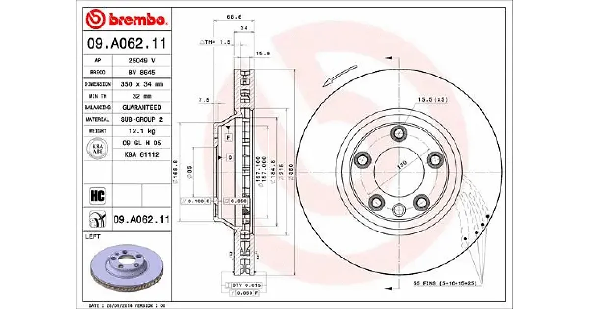 09A06211 - BREMBO - Тормозной диск