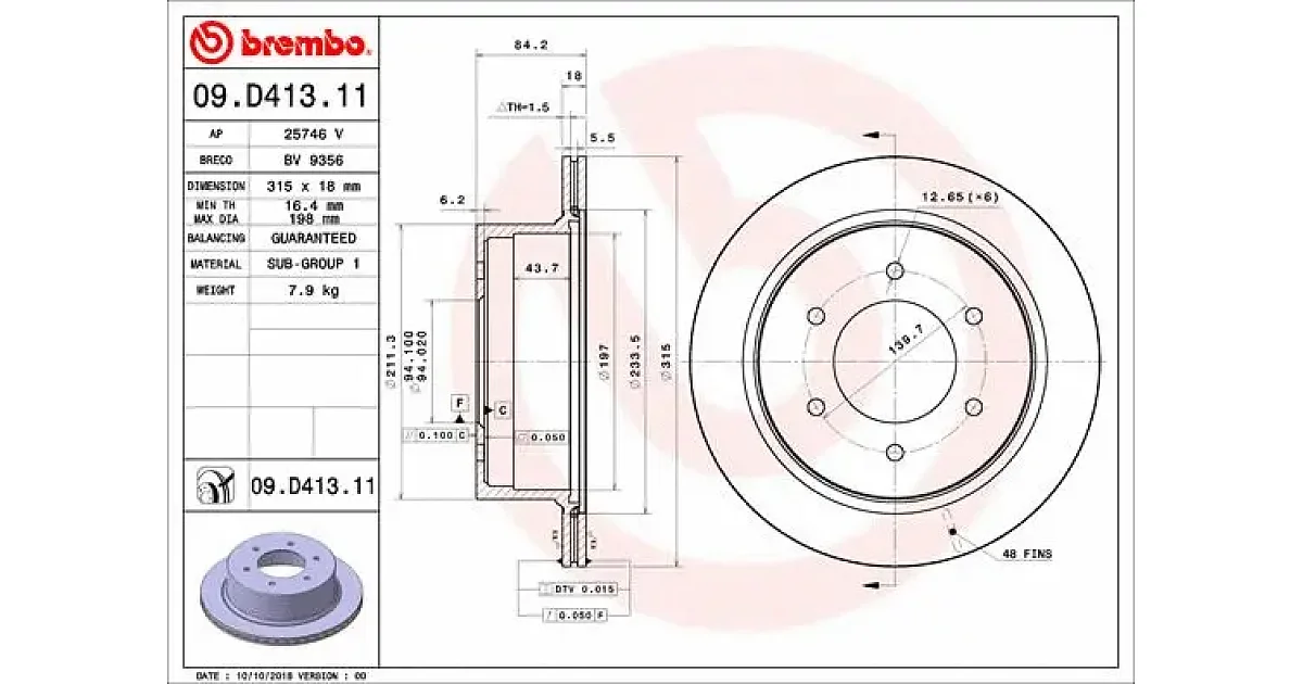 09D41311 - BREMBO - Тормозной диск