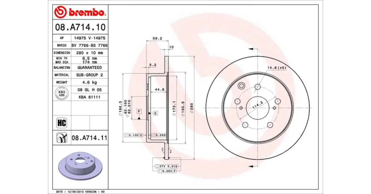 08A71411 - BREMBO - Тормозной диск