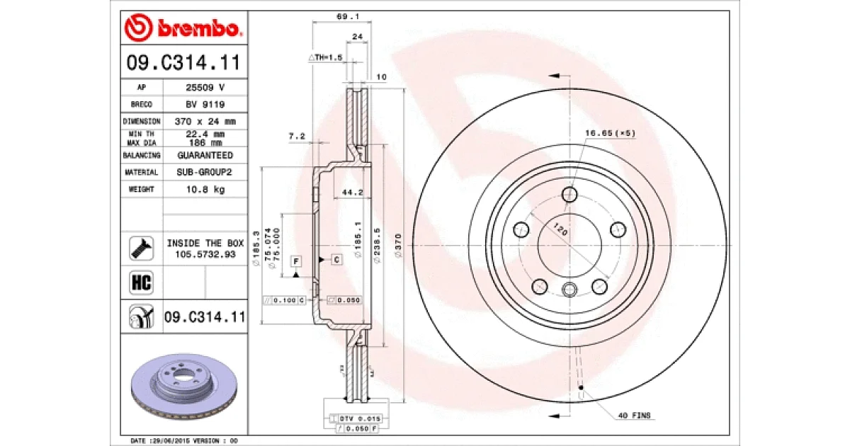 09C31411 - BREMBO - Тормозной диск