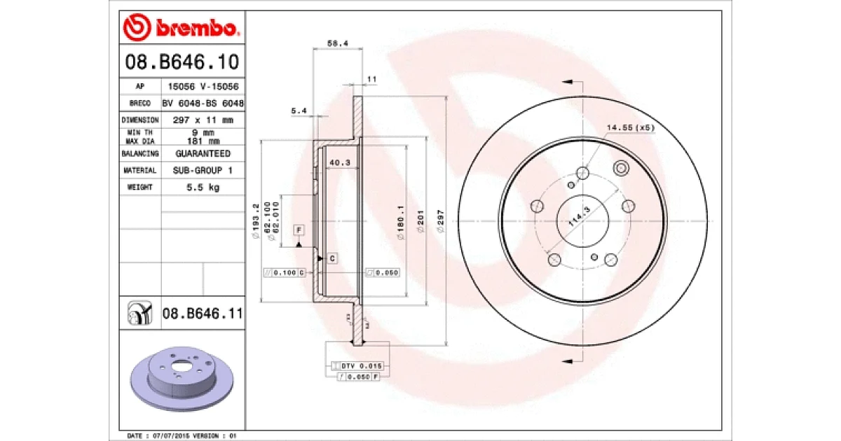 08B64611 - BREMBO - Тормозной диск