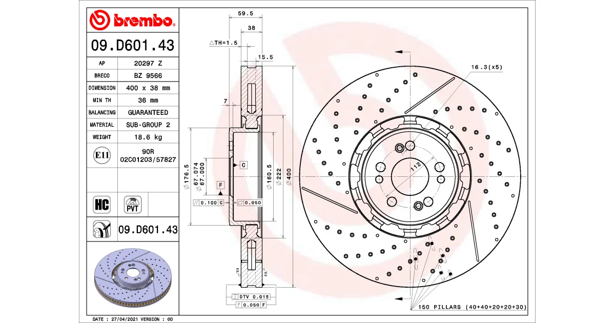 09D60143 - BREMBO - Тормозной диск