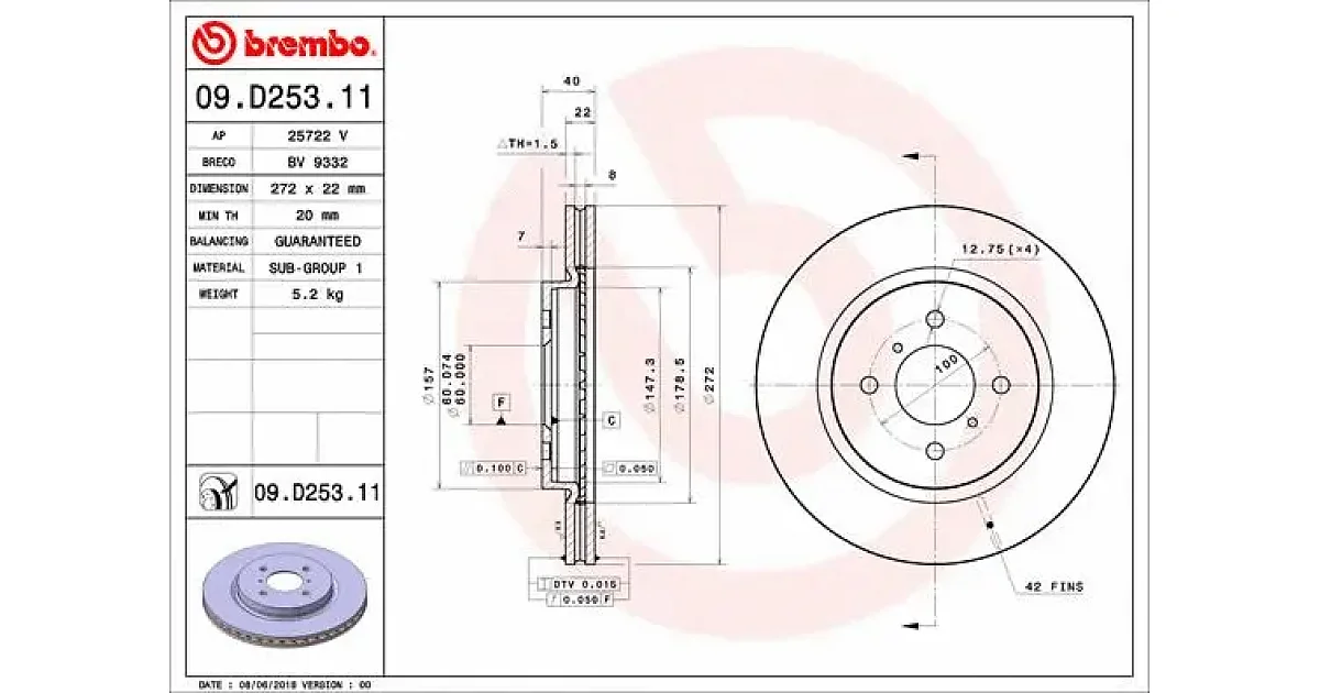 09D25311 - BREMBO - Тормозной диск