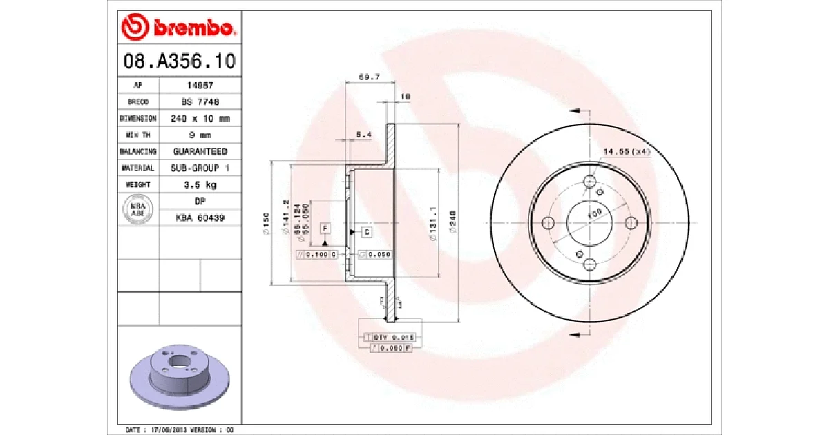 08A35610 - BREMBO - Тормозной диск