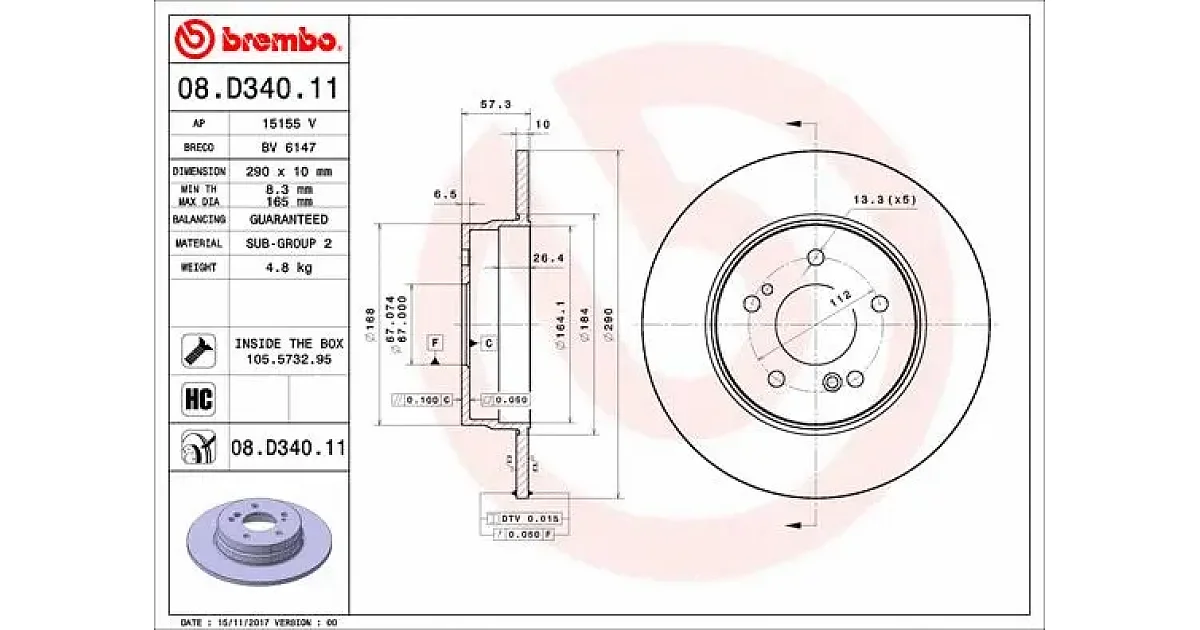 08D34011 - BREMBO - Тормозной диск
