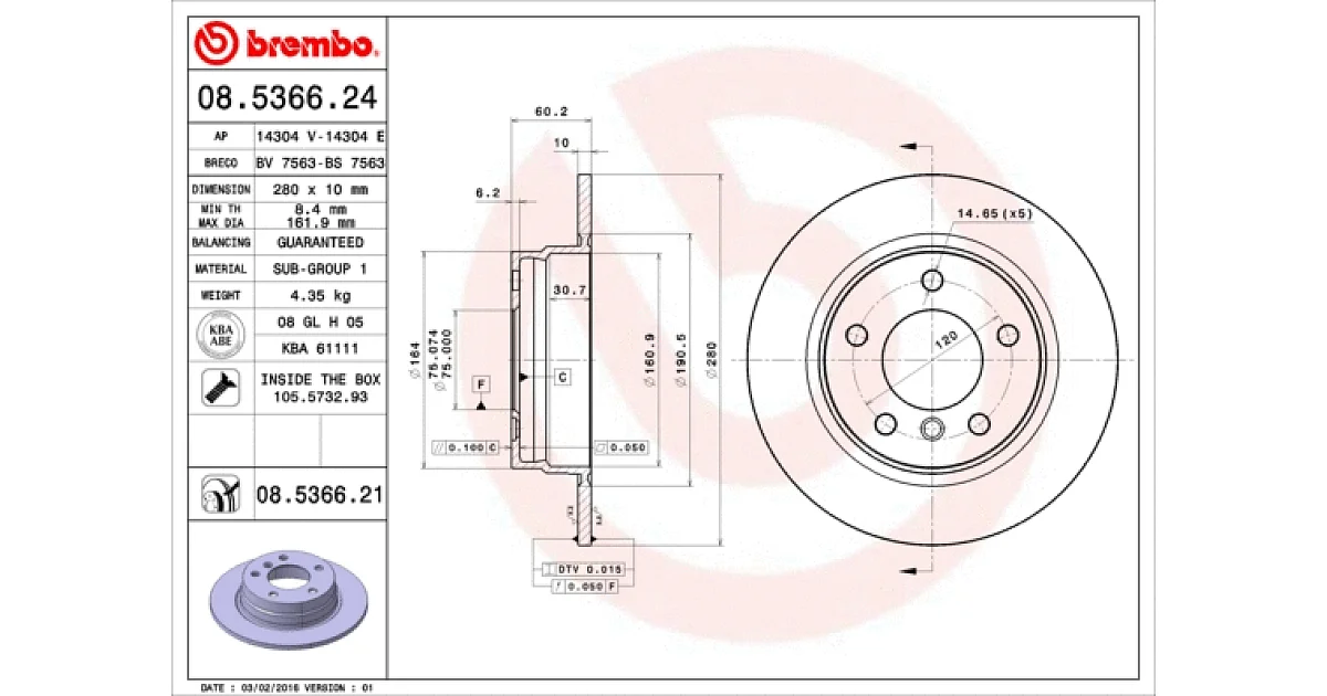 08536621 - BREMBO - Тормозной диск
