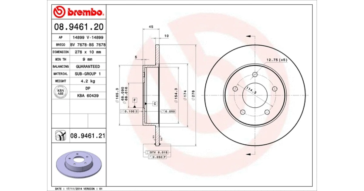 08946121 - BREMBO - Тормозной диск