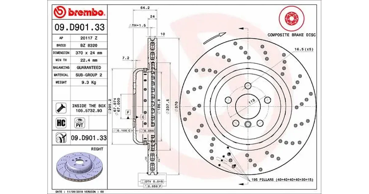 09D90133 - BREMBO - Тормозной диск
