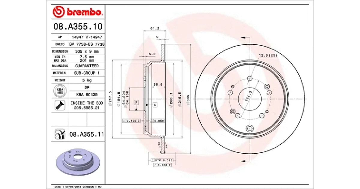 08A35511 - BREMBO - Тормозной диск
