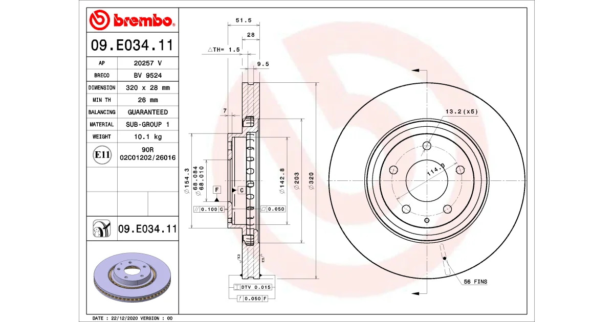 09E03411 - BREMBO - Тормозной диск