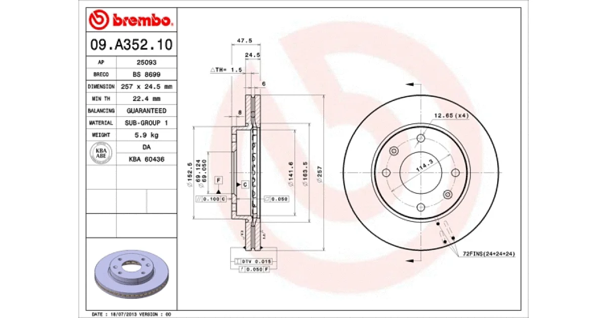 09A35210 - BREMBO - Тормозной диск