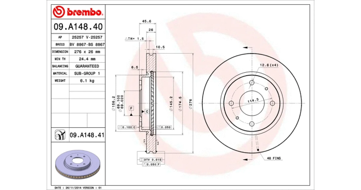 09A14841 - BREMBO - Тормозной диск