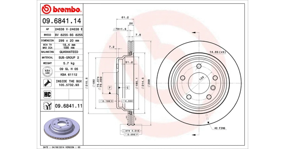 09684111 - BREMBO - Тормозной диск