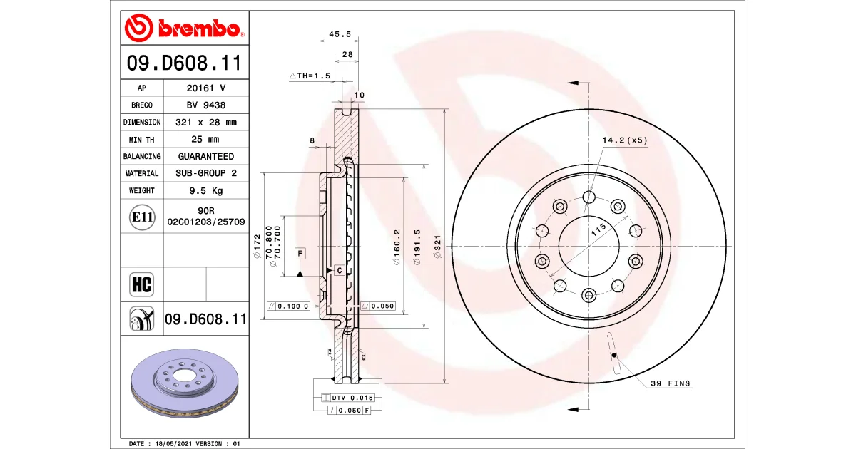 09D60811 - BREMBO - Тормозной диск