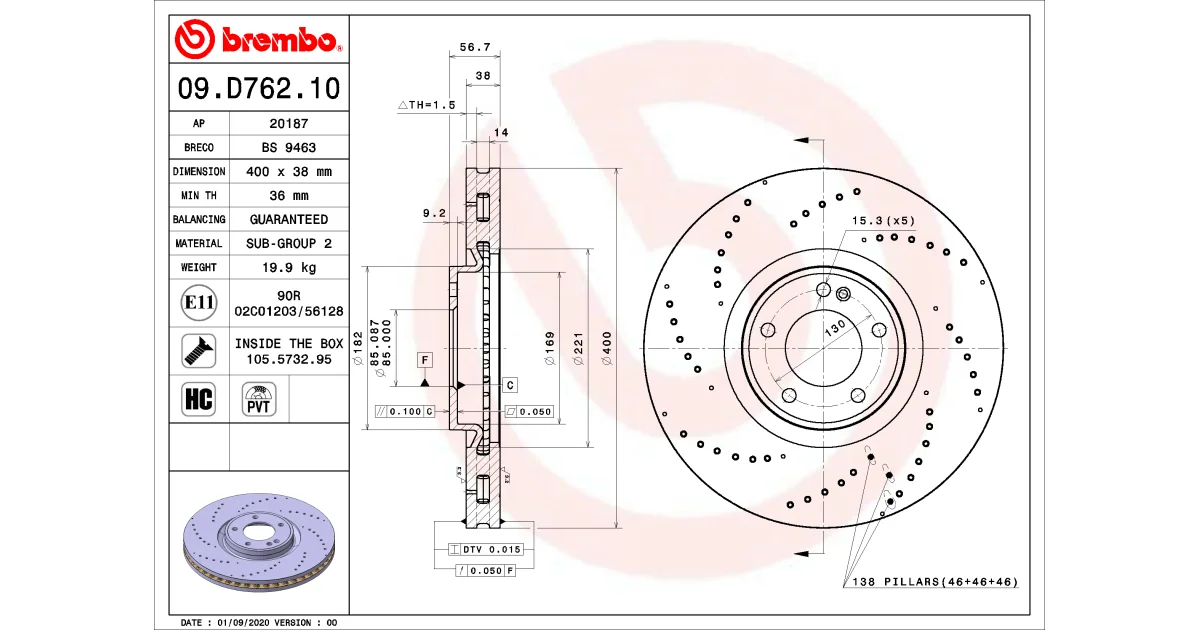 09D76210 - BREMBO - Тормозной диск