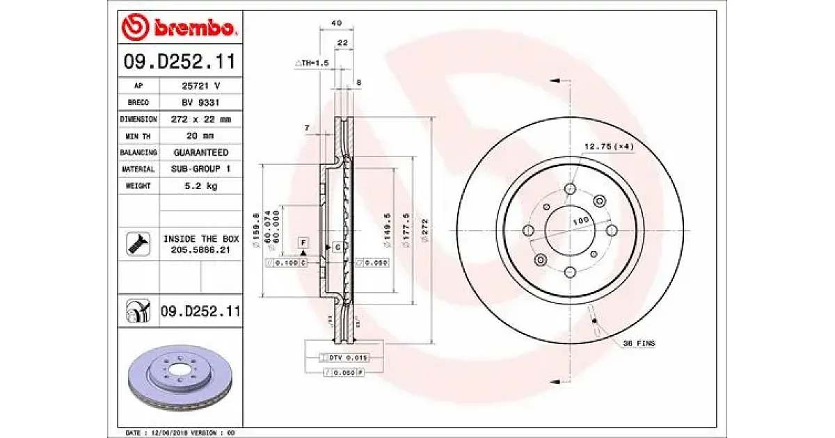 09D25211 - BREMBO - Тормозной диск