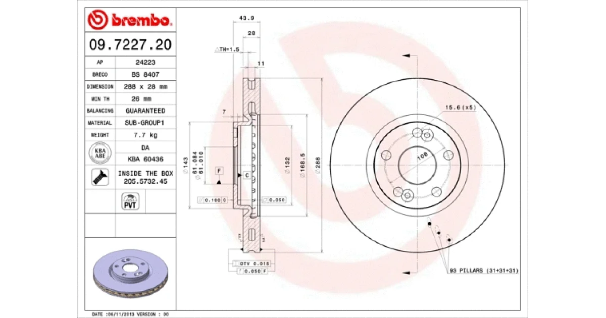 09722720 - BREMBO - Тормозной диск