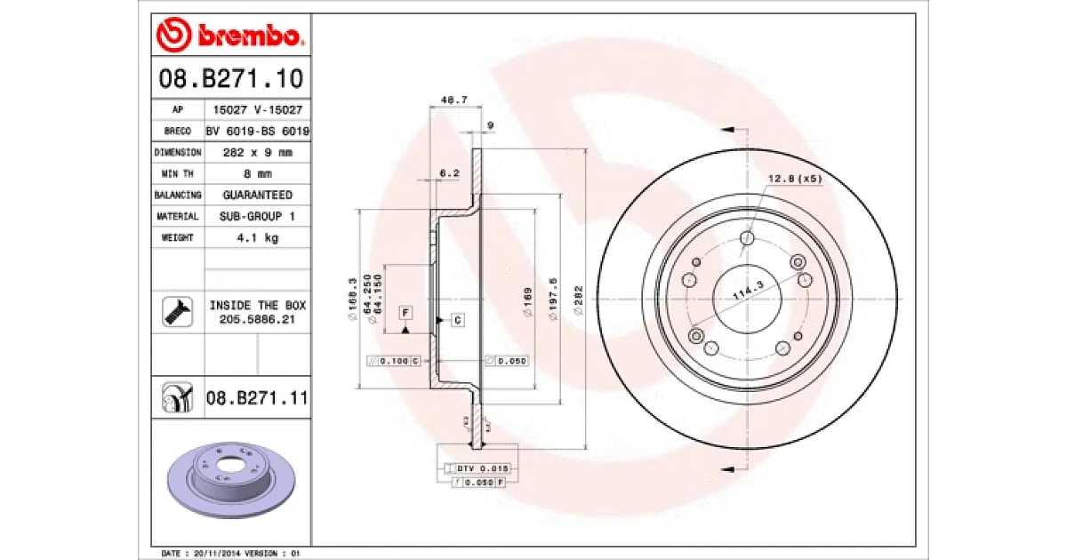08B27111 - BREMBO - Тормозной диск