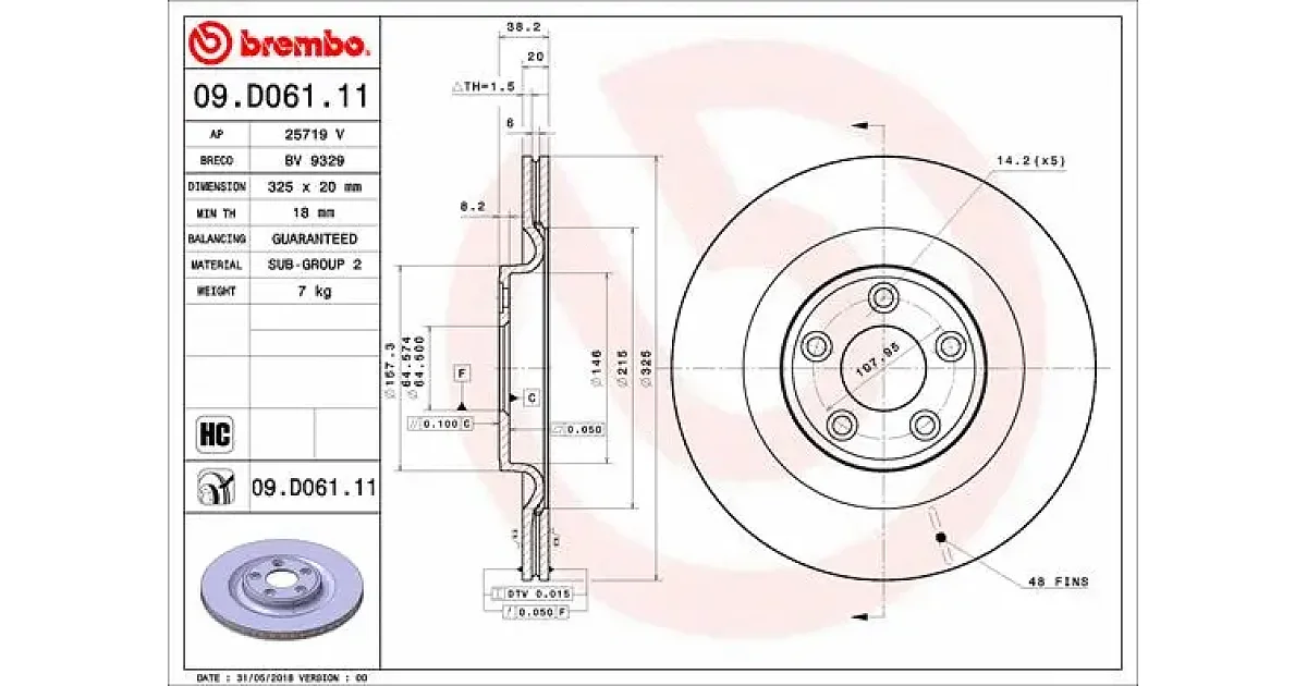 09D06111 - BREMBO - Тормозной диск