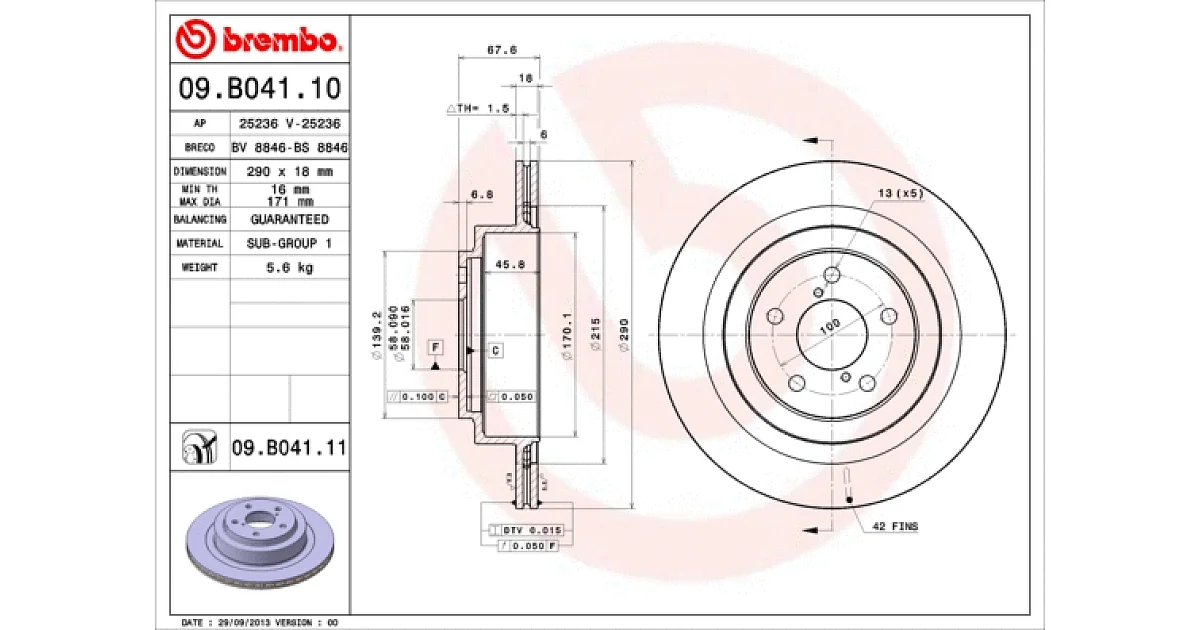 09B04110 - BREMBO - Тормозной диск