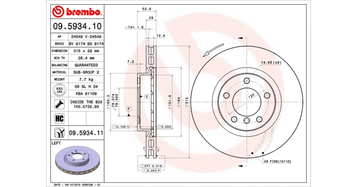 09593411 - BREMBO - Тормозной диск