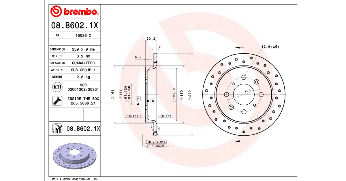 08B6021X - BREMBO - Тормозной диск