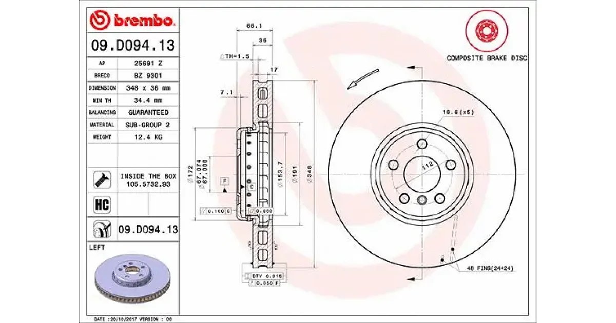 09D09413 - BREMBO - Тормозной диск