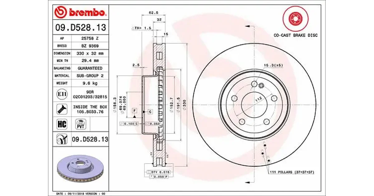 09D52813 - BREMBO - Тормозной диск