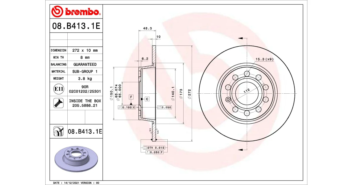 KT08025 - BREMBO - Комплект тормозов, дисковый тормозной механизм