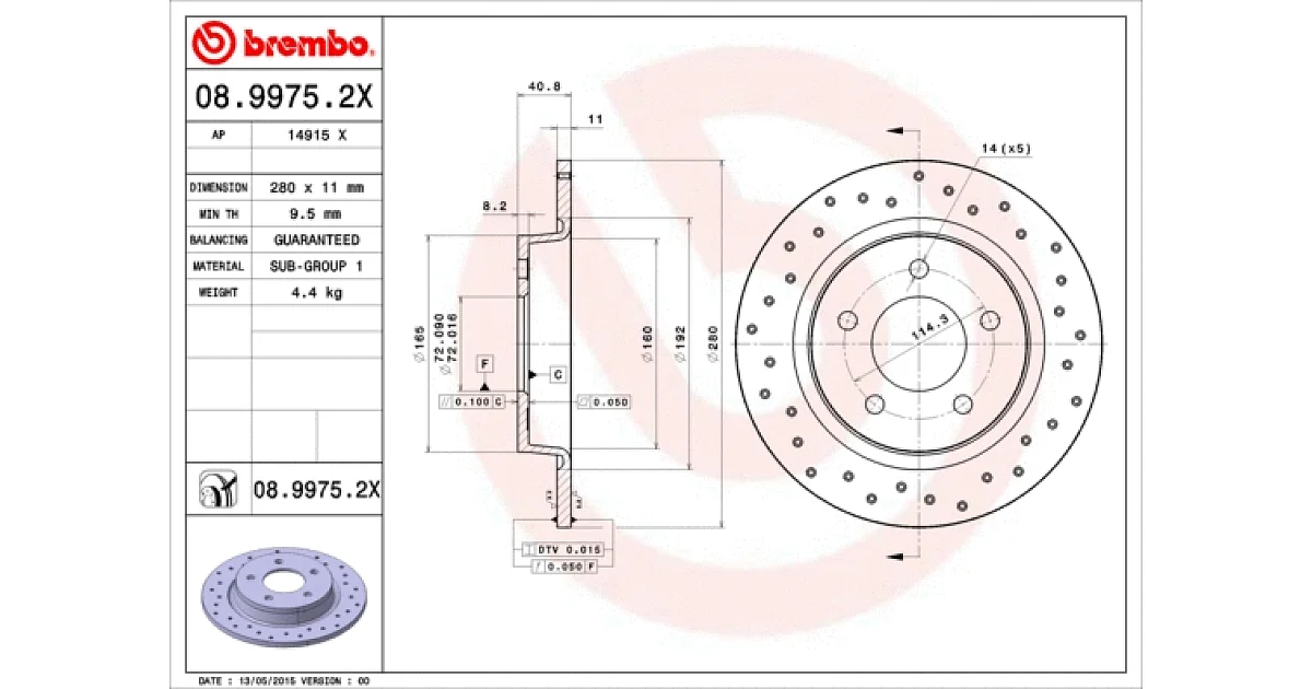 0899752X - BREMBO - Тормозной диск