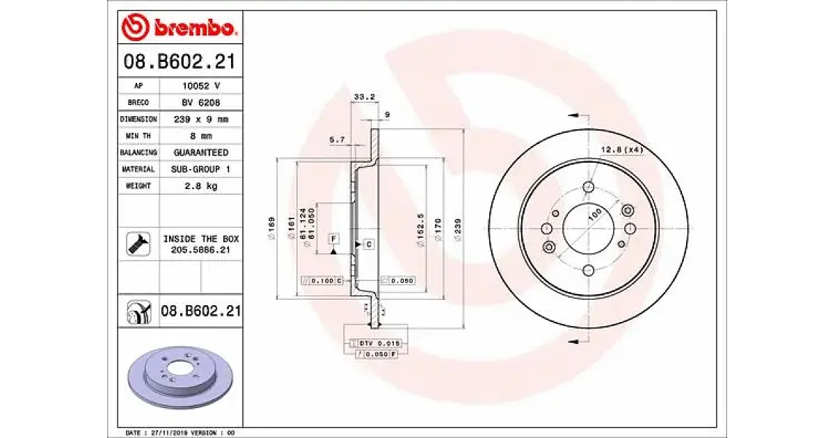 08B60221 - BREMBO - Тормозной диск