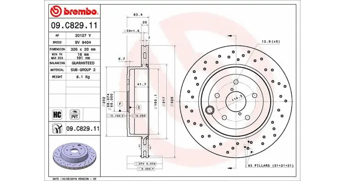 09C82911 - BREMBO - Тормозной диск