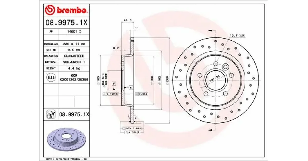 0899751X - BREMBO - Тормозной диск