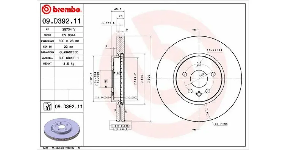 09D39211 - BREMBO - Тормозной диск