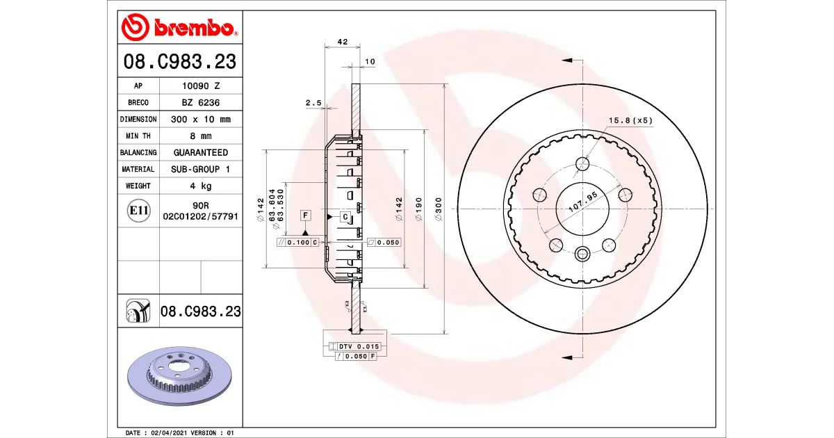 08C98323 - BREMBO - Тормозной диск