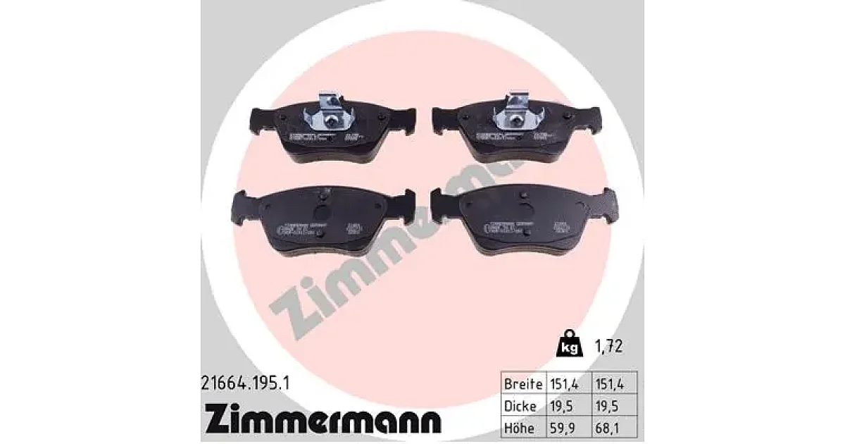 216641951 - ZIMMERMANN - Комплект тормозных колодок, дисковый тормоз