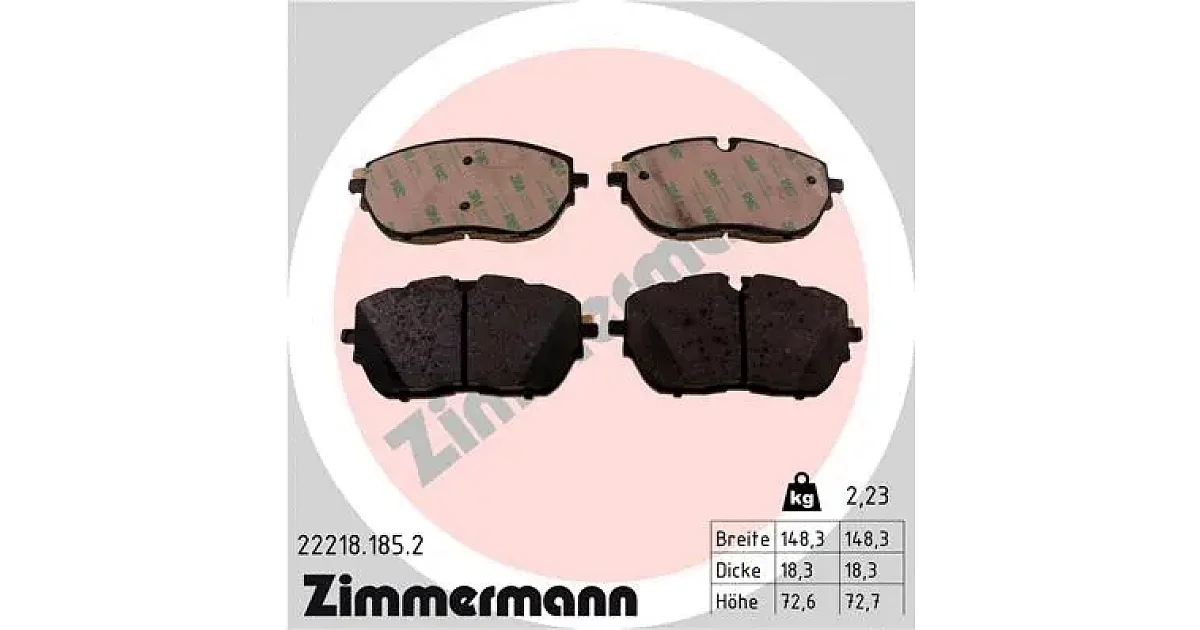 222181852 - ZIMMERMANN - Комплект тормозных колодок, дисковый тормоз