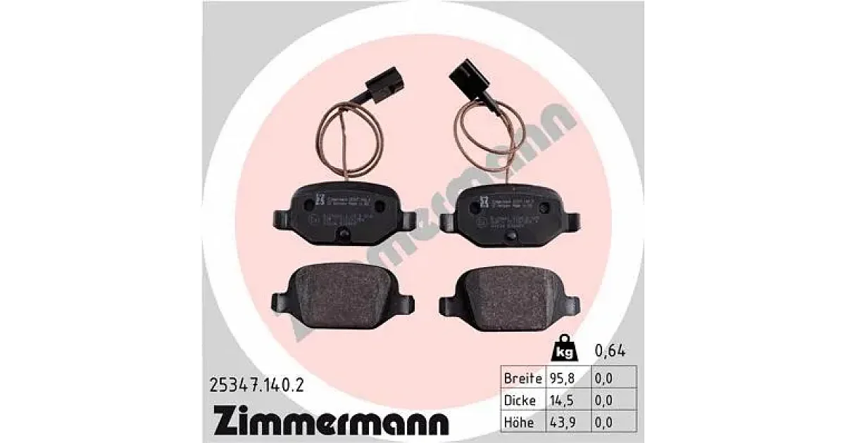 253471402 - ZIMMERMANN - Комплект тормозных колодок, дисковый тормоз