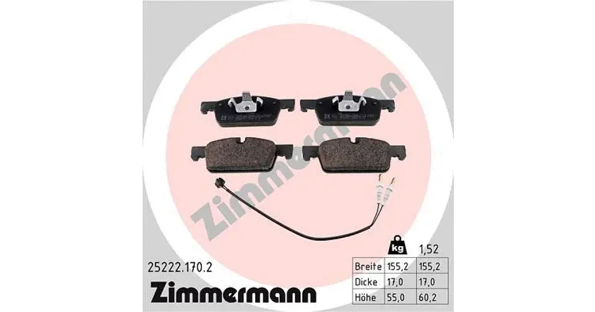 252221702 - ZIMMERMANN - Комплект тормозных колодок, дисковый тормоз