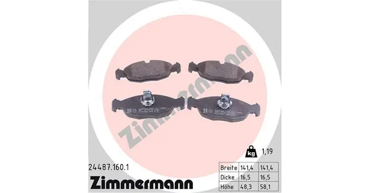 244871601 - ZIMMERMANN - Комплект тормозных колодок, дисковый тормоз