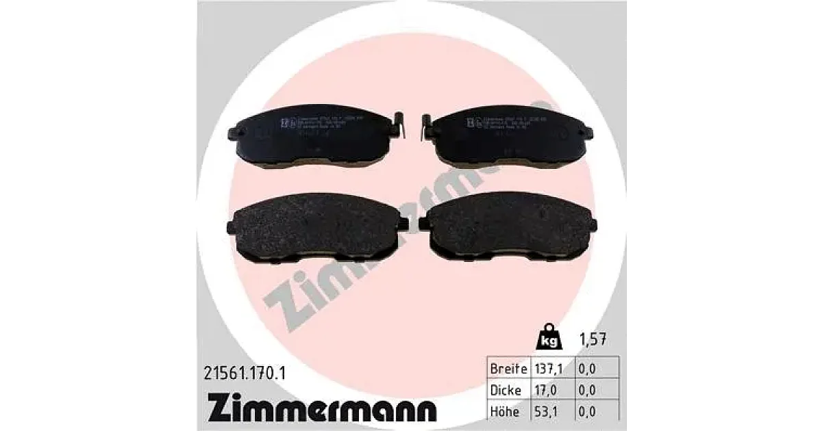 215611701 - ZIMMERMANN - Комплект тормозных колодок, дисковый тормоз