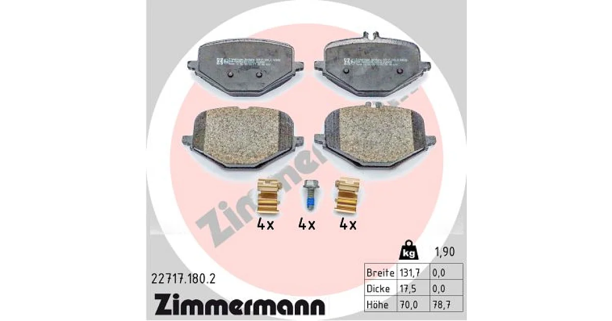 227171802 - ZIMMERMANN - Комплект тормозных колодок, дисковый тормоз